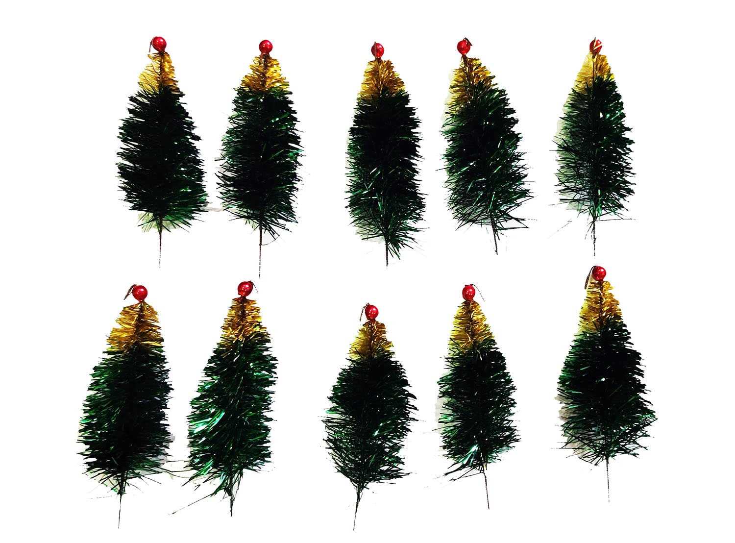 Artificial Mini Plastic Pine Tree for Christmas Xmas Project Making and Decoration (10 Pieces)