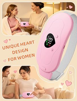 Glyduny Portable Heart Heating Pads, 6 Heat & Massage Modes 3S Fast Heating Electric Cordless Heat Pad, 30/60 Mins Auto Shut Off, Back or Belly Heating Pad Ideal Gift for Women, (Pink-6602)