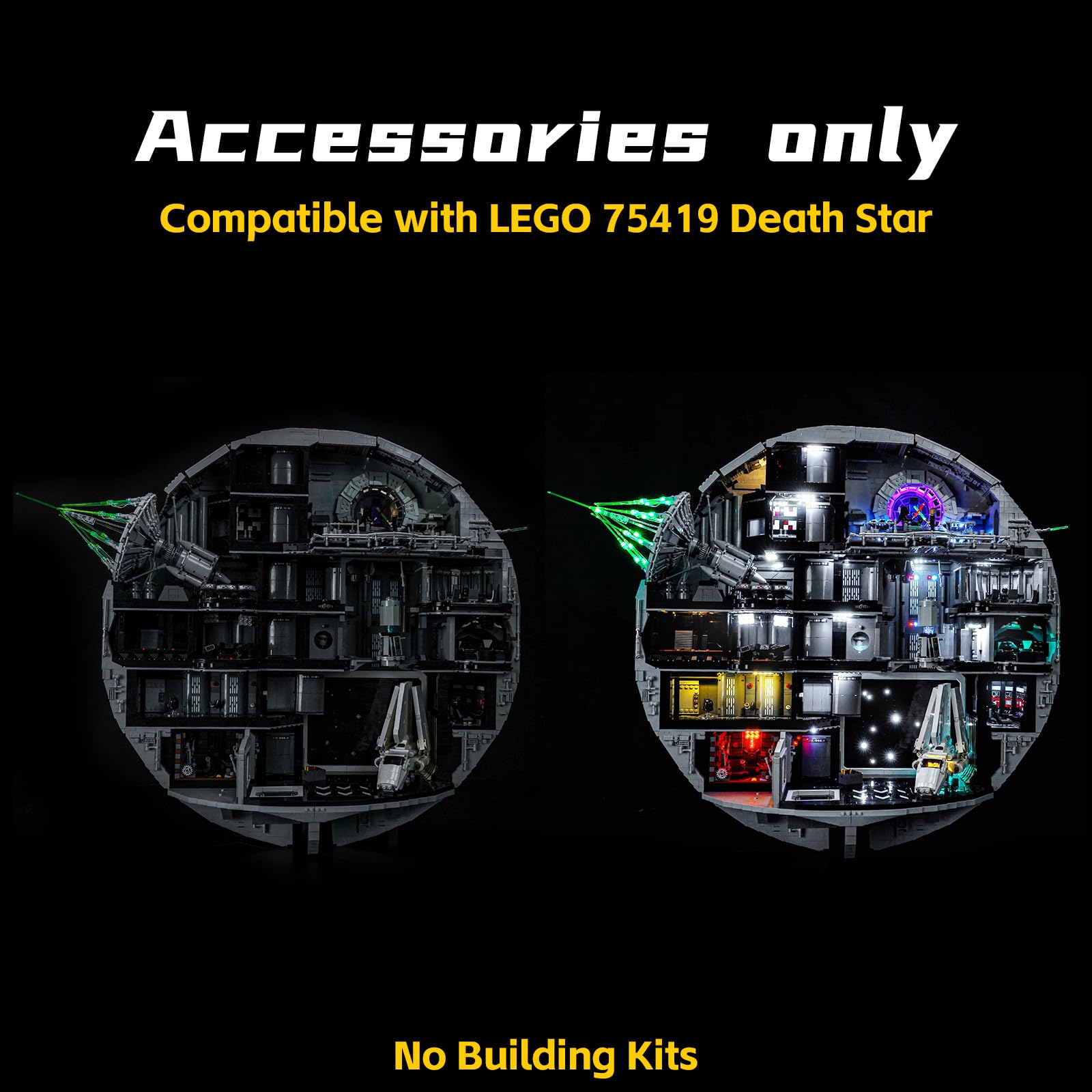BrickBling Light Kit Compatible with Lego 75419 Death Star (No Model) - Image 3
