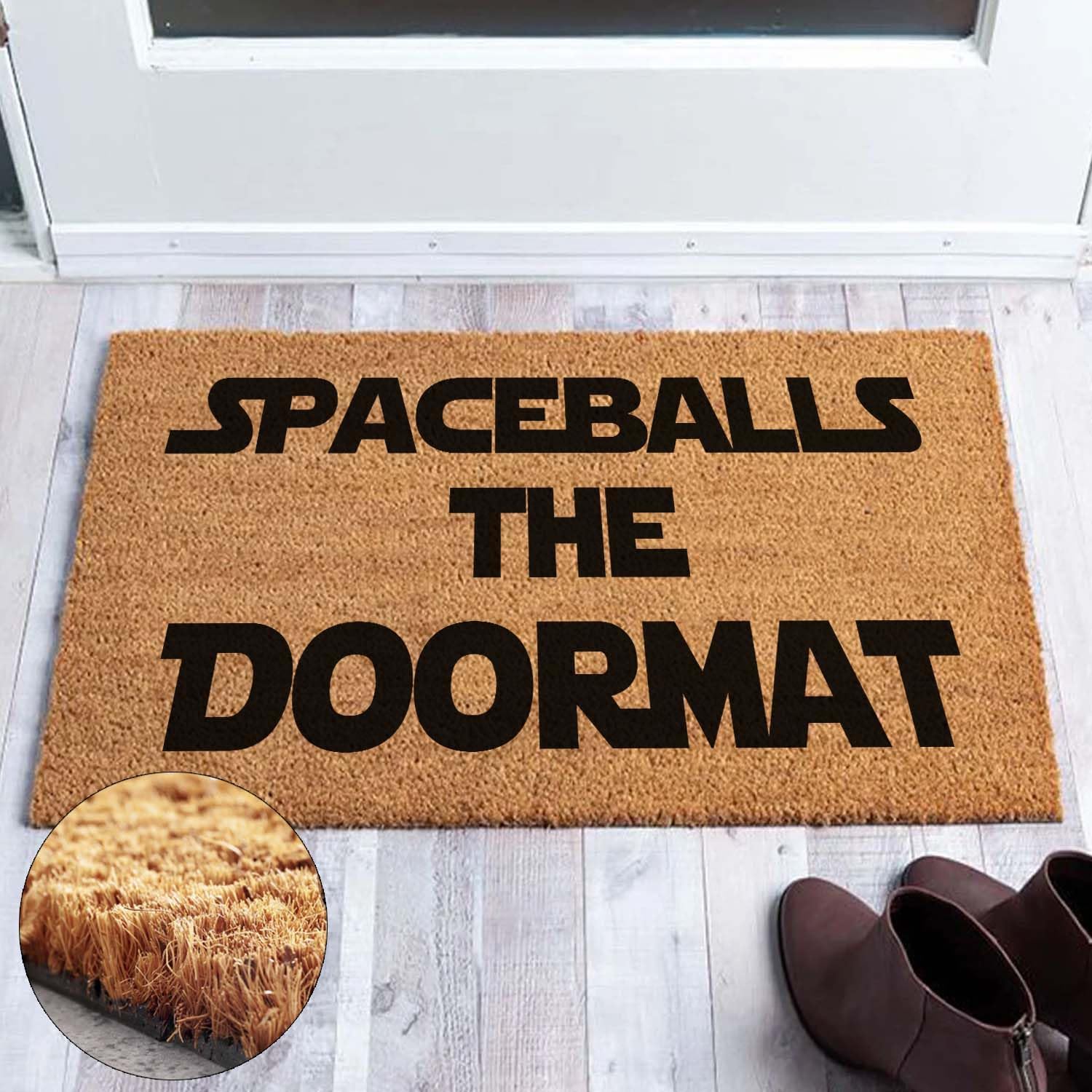 Funny Welcome Front Porch Patio Decor Mat for The Entrance Way Outdoor Personalized Rug with Heavy-Duty Non Slip Outdoor Coconut Coir Doormat 23.6 x 15.7inch (Spaceballs The Doormat)