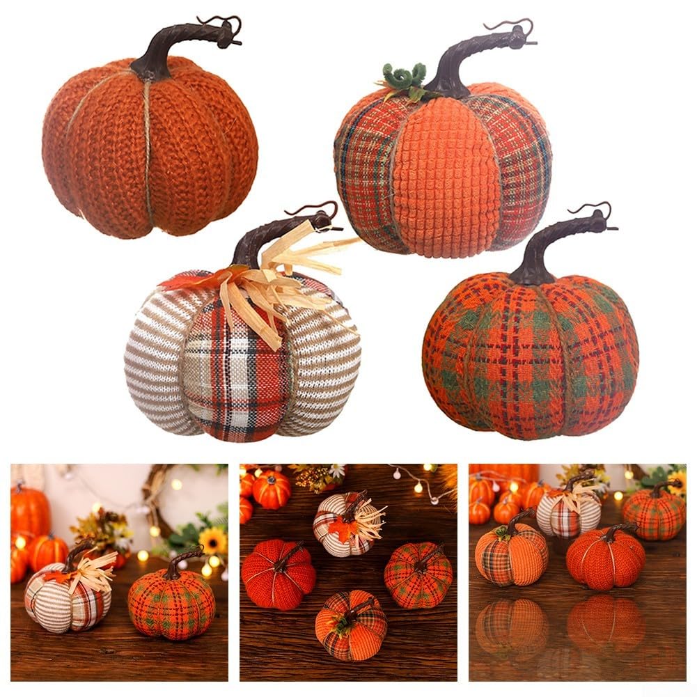 Citrouille Artificielle De DéCoratio,Citrouilles en Tissu De RéColte d'automne,à La Main Coton PP Citrouille De DéCoration,DéCoration De Table à La Maison,Accessoires De Photographie