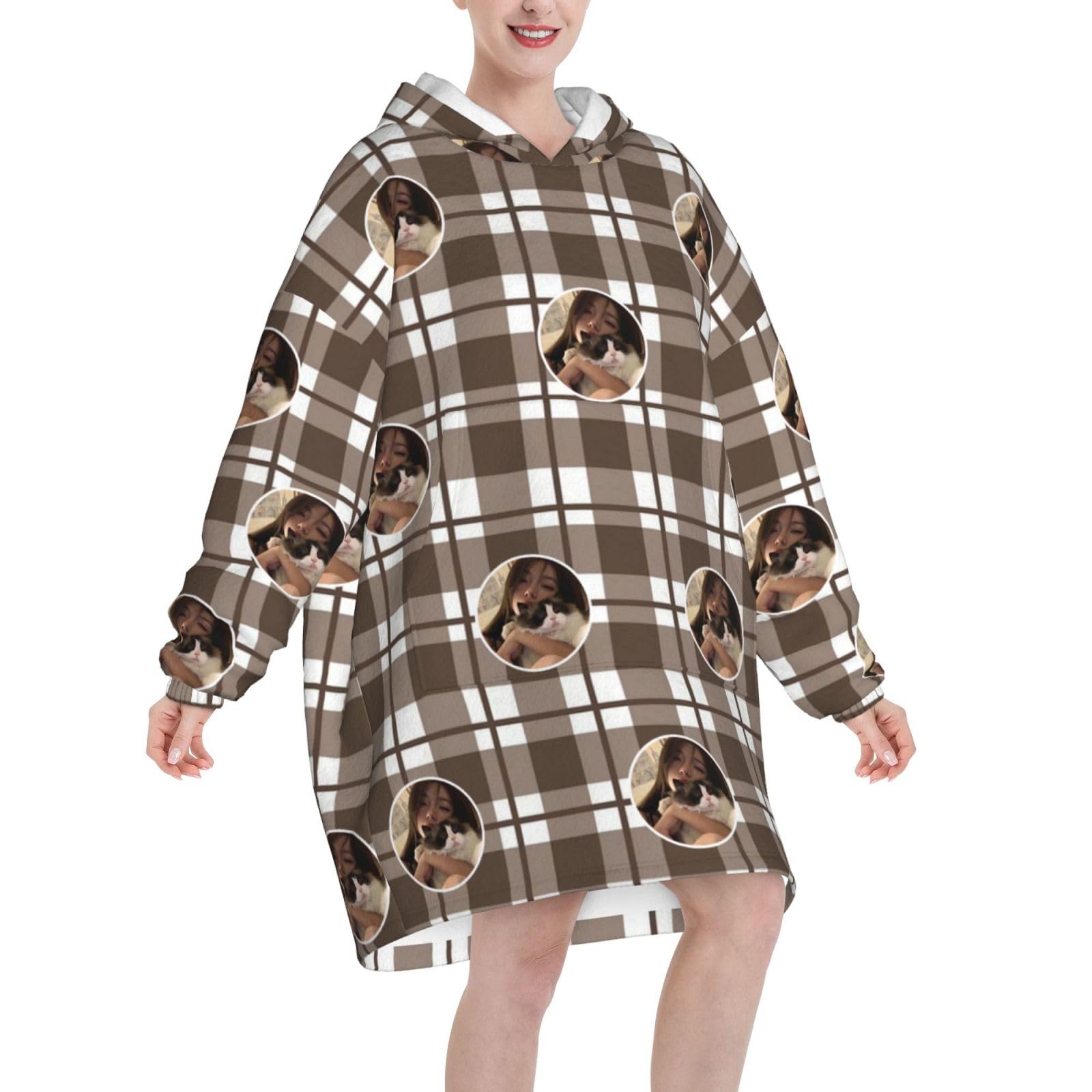 RoPox Custom Wearable Blanket Hoodie,Custom Oversized Blanket Hoodie Women Men with Pocket,Personalised Hooded Face Blanket Cozy Sweatshirt,Comfortable Women's Fit Hoodie,Gifts Adults Child - Image 2