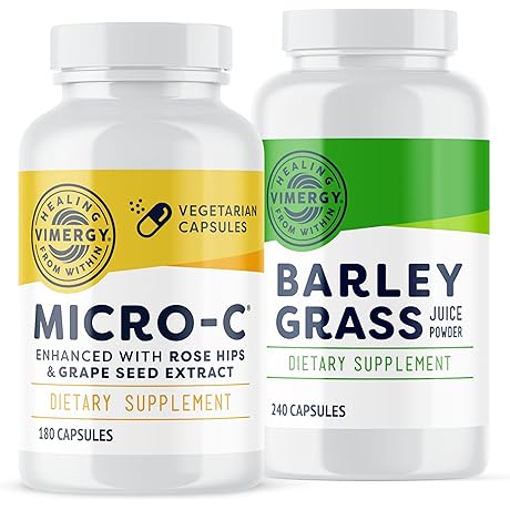 Barley Grass Juice Powder Capsules and Micro-C Capsules Bundle