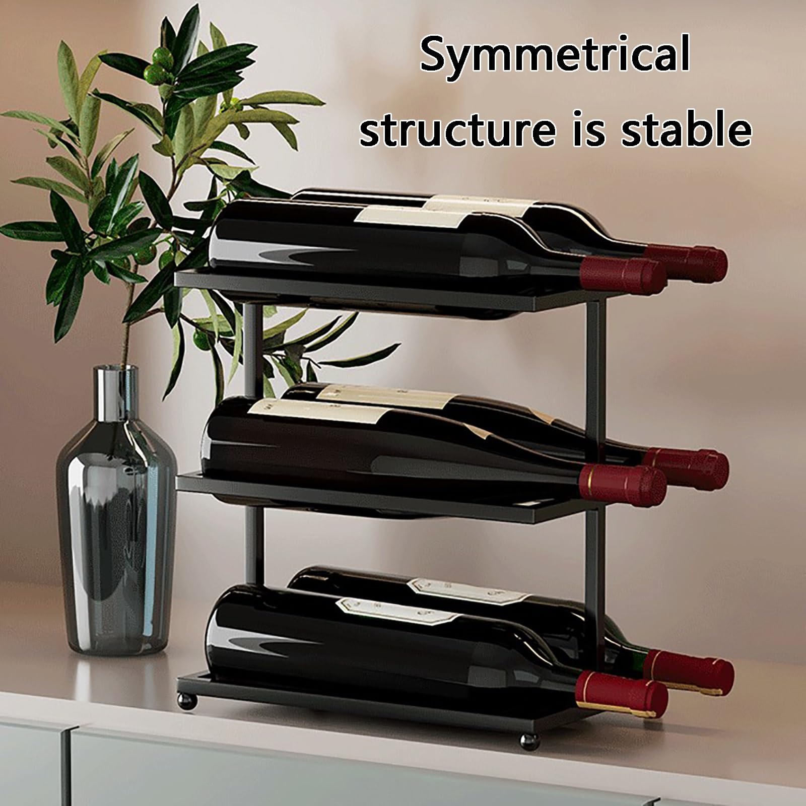Weinregal, 3-stufiges Weinregal, kein Zusammenbau erforderlich, for Küchen(Brown)