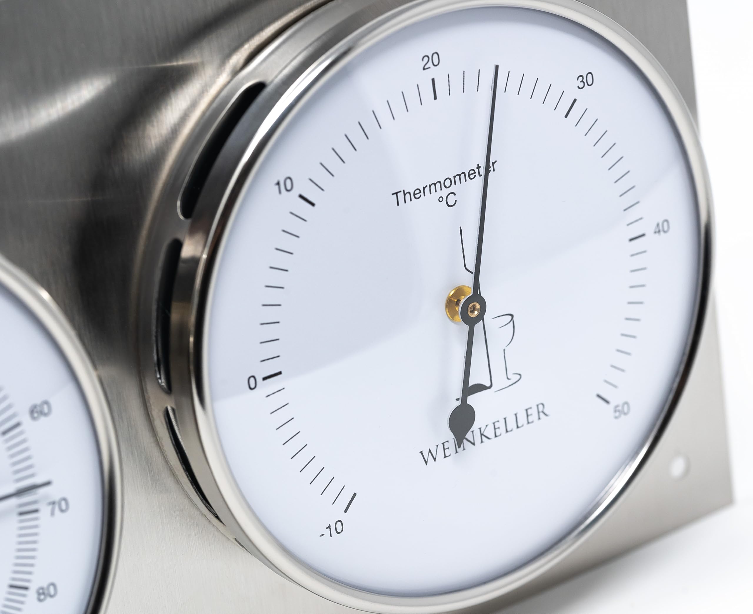 Fischer Cantina Hygrothermometer, in Acciaio Inox