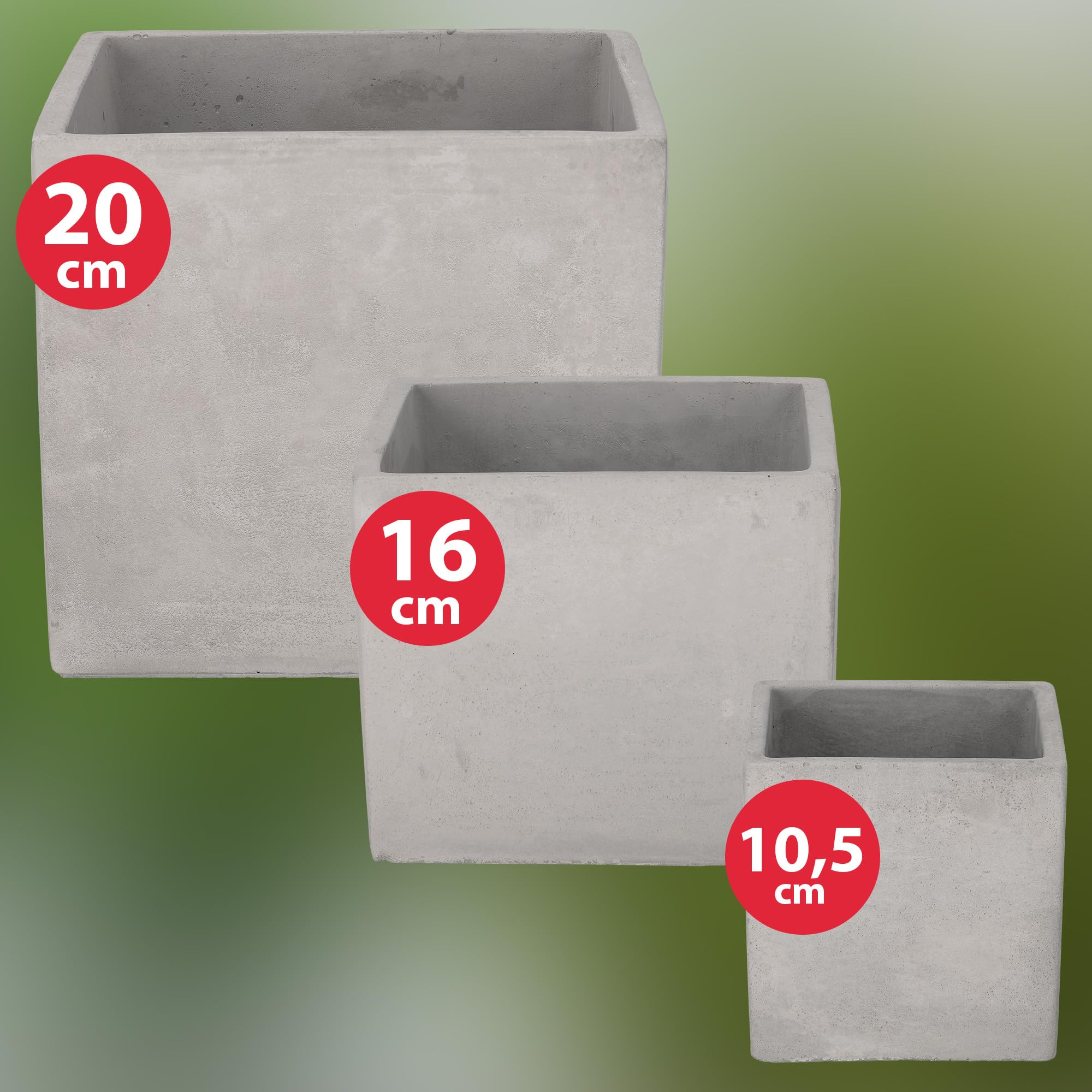 KOTARBAU® Lot de 2 pots de fleurs en béton décoratif carré pour fleurs et plantes 16 x 16 cm