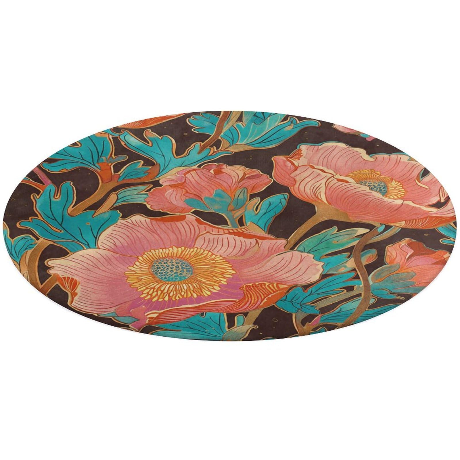 Alfombra pequeña con estampado de flores ideal para dar calidez a tu sala de estar y baño moderno