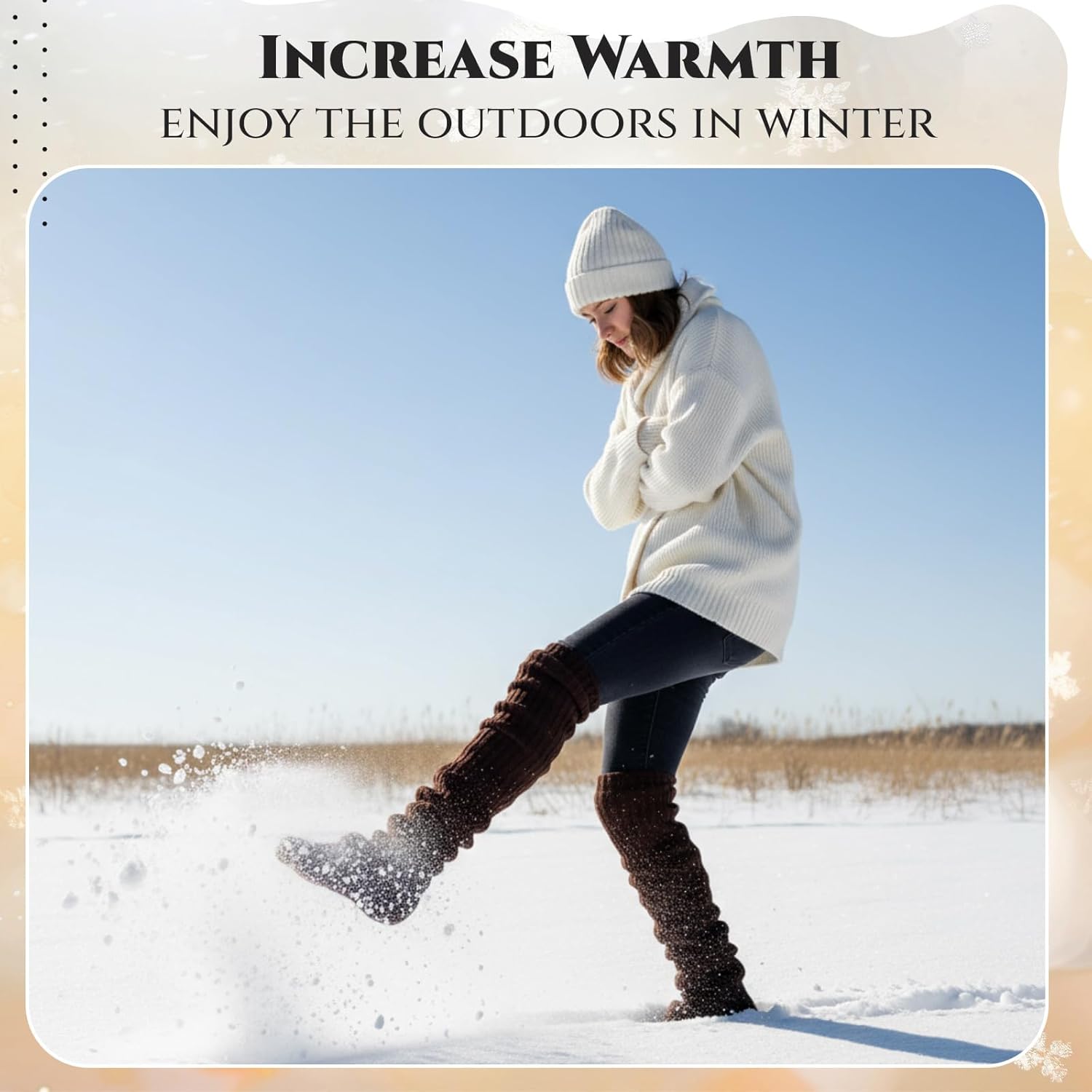 Fleece Over Knee Leg Warmer for Women Extra Long Leg Warmers Knit Thick Boot Cuffs Socks for Winter - Image 5