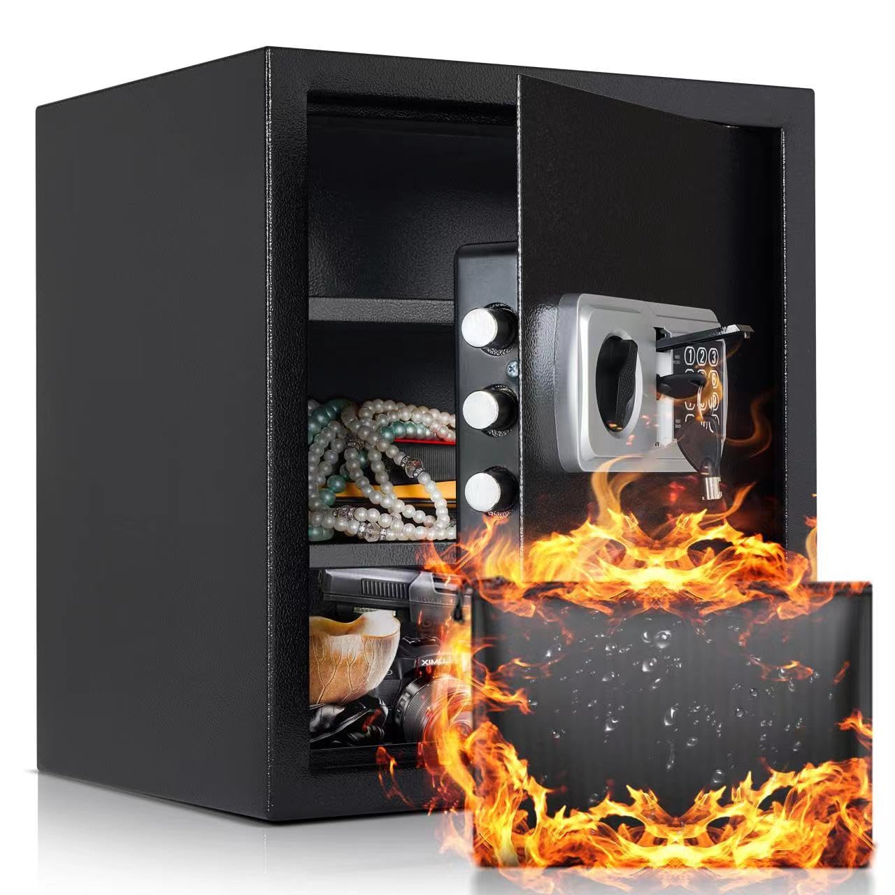 2.0 Cu ft Home Safe Box offer free Fireproof Waterproof Bag, Fireproof Combination Safe with Digital Keypad, Security Lock Safe Box for Cash, Jewelry (2.0 cu ft（ 11.8"D x 14.2"W x 15.7"H）)