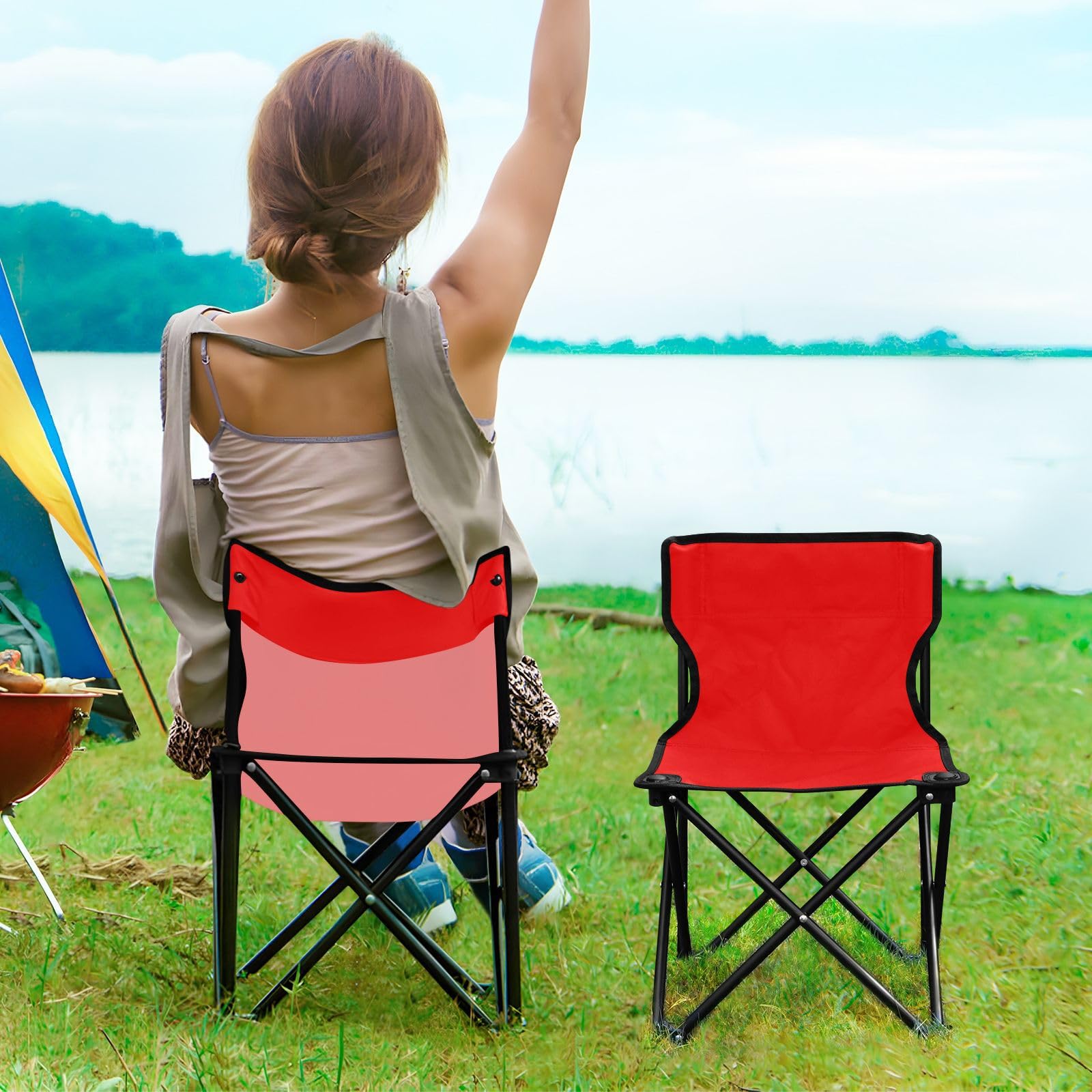 red folding outdoor chairs