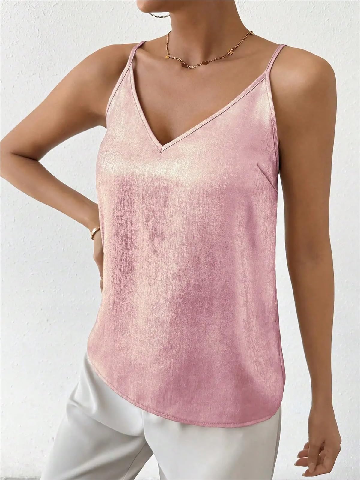 Camisolas Mujer Camiseta sin Mangas Elegante e Informal for Mujer con Tirantes Finos y Purpurina.