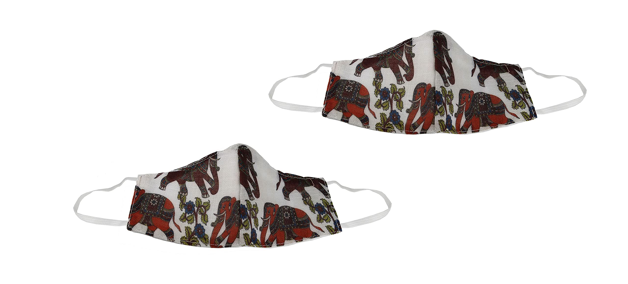 Beautiful 3 Layer Cloth Fabric Reusable Washable Filter Pocket Face Mask With Free Adjustable Nose Clip & Mask Holder For Teenagers Pack of 2