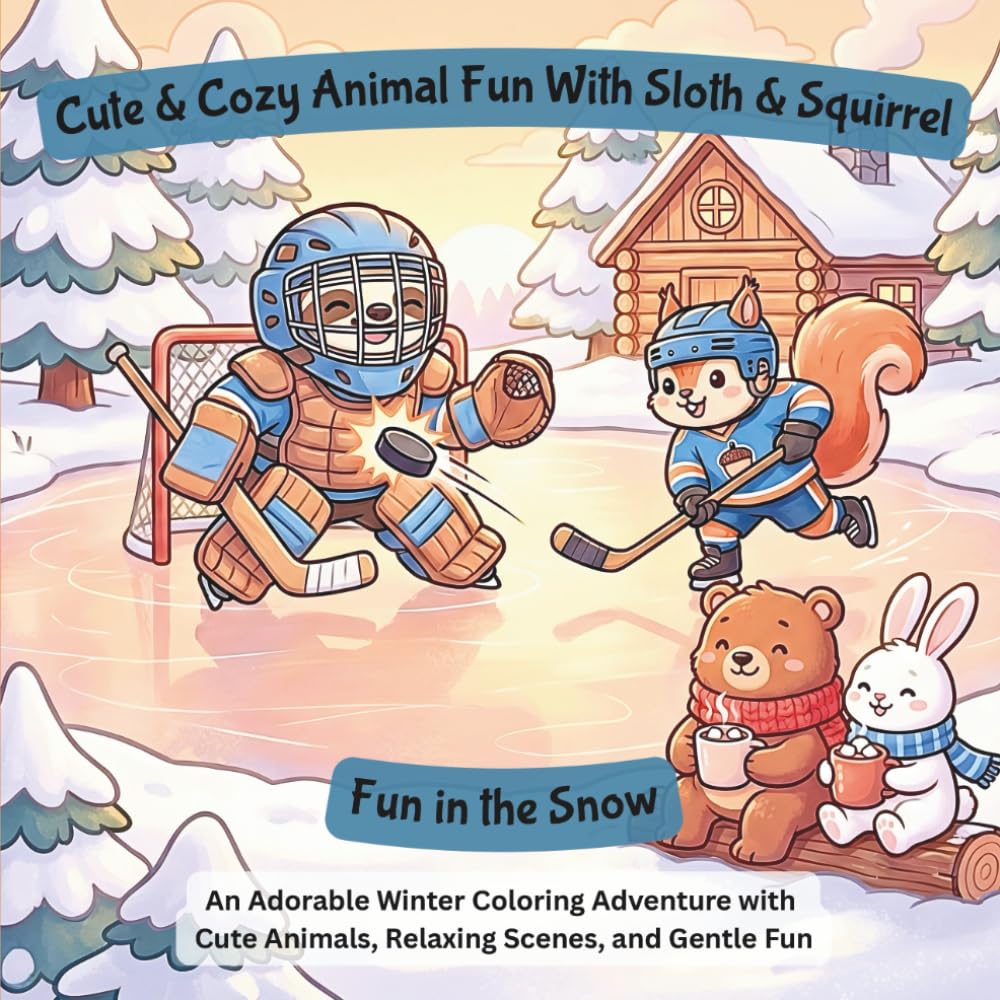 Cute & Cozy Animal Fun with Sloth & Squirrel: Fun in the Snow: An Adorable Winter Coloring Adventure with Cute Animals, Relaxing Scenes, and Gentle Fun