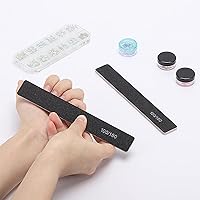 Vista 5 de 25 limas de uñas rectangulares Limas de grano 100180, tableros de esmeril de doble cara, lima de uñas negras para uñas acrílicas y uñas naturales