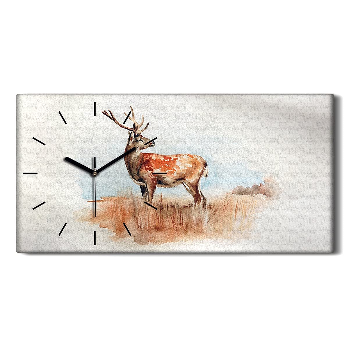 Horloge murale salon moderne motif cerf aquarelle Coloray 60x30