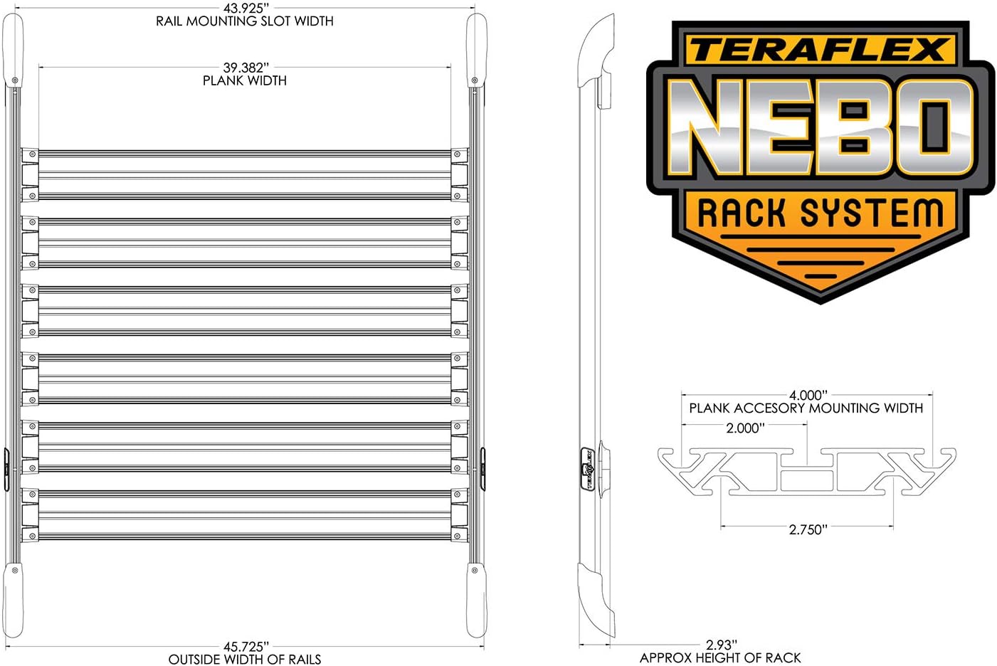 TeraFlex 4722061 JK Nebo Roof Rack Cargo Slat (Black)