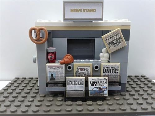 Miniatura 2 de Bloques de juguetes de ladrillos de construcción, quiosco de periódicos y esquina de helado de comida rápida, compatible con todas las marcas-MOC