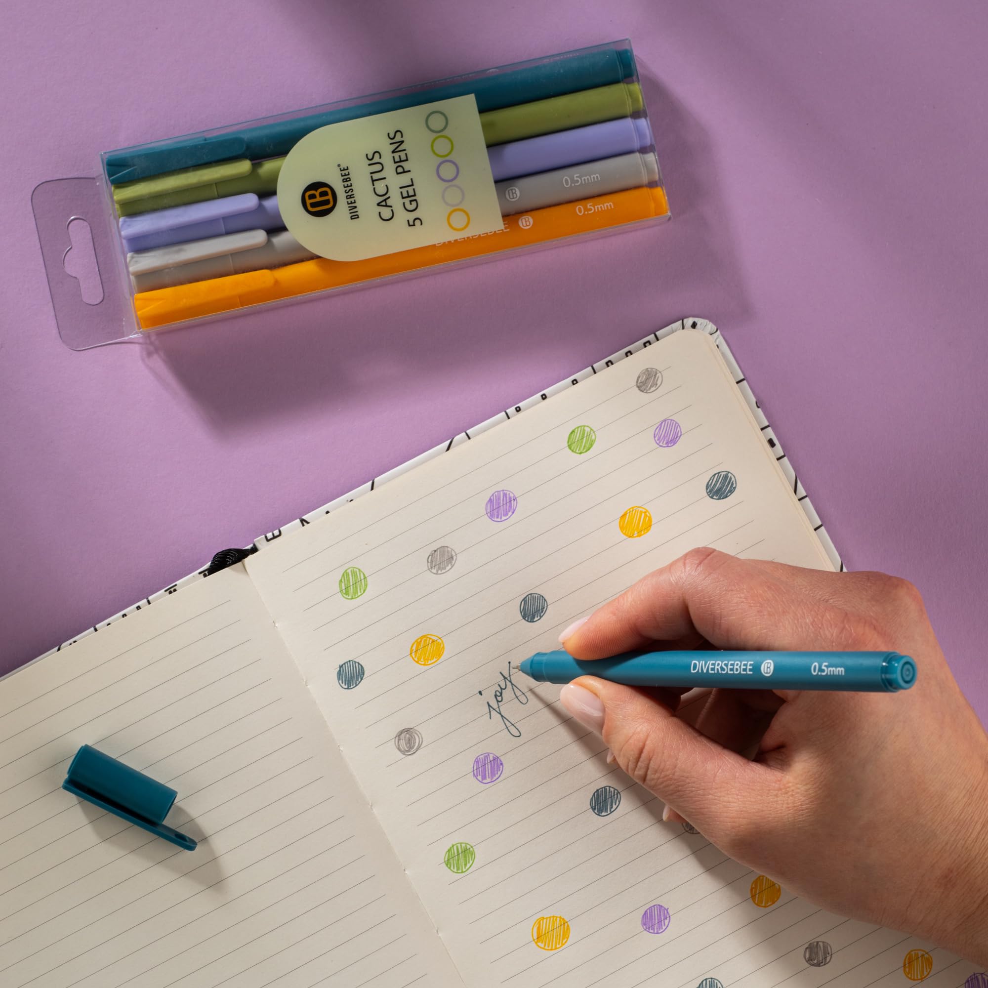 DIVERSEBEE Bolígrafos de tinta de gel surtidos, bolígrafos de gel de 0.5 mm de punta fina, bolígrafos de la Biblia que no se traspasan, bonitos bolígrafos de punta fina, suministros de diario de