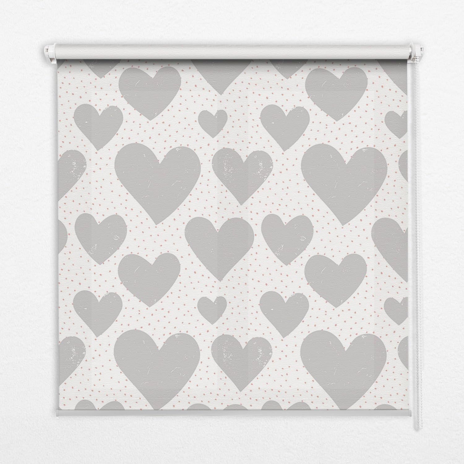 Store enrouleur sans perçage 140x240cm perméable tamisant à motif coeurs