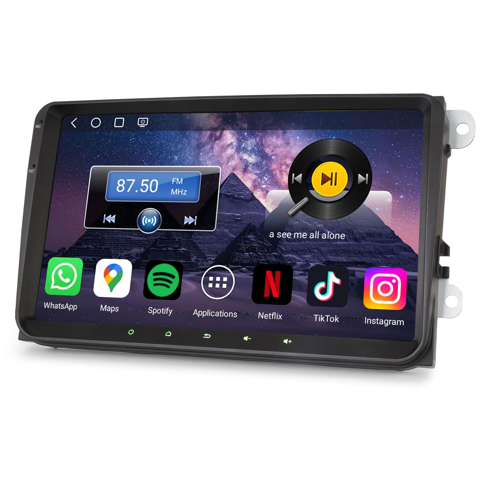 Erisin 9" Qualcomm 8-rdzeniowy 4 GB + 64 GB Android 14 radio samochodowe Bluetooth GPS nawigacja do VW Golf 5/6 Passat B7/B6 Polo 6R Tiguan Caddy T5 Skoda Seat CarPlay Android Auto WiFi 4G DSP USB RDS