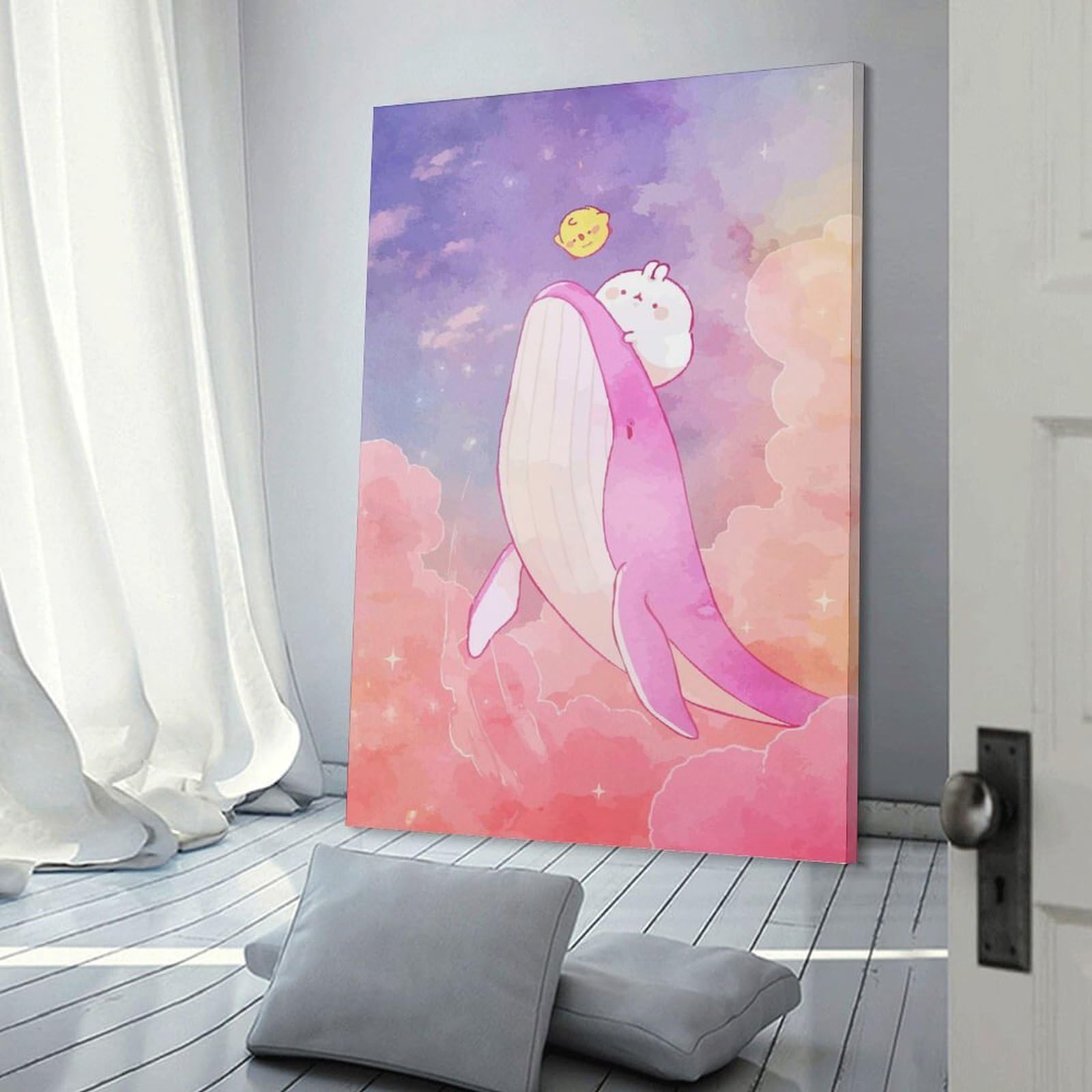 Junmoney Whale Rabbit Lemon Sky Canvas Art Print, 20x30inch(50x75cm), for Living Room, Bedroom, Office Or Hallway, Decorative Artwork with Broad Appeal