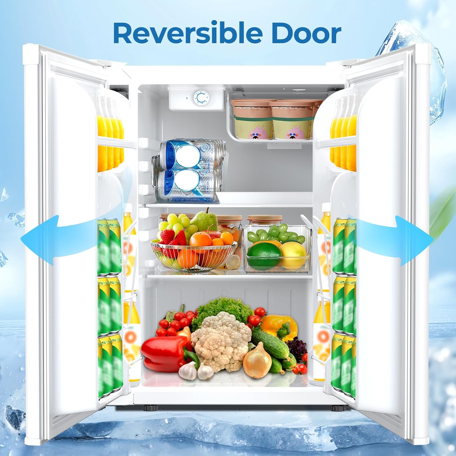 Electactic 2.56 Cu.ft Compact Refrigerator with Reversible Single Door, WHITE
