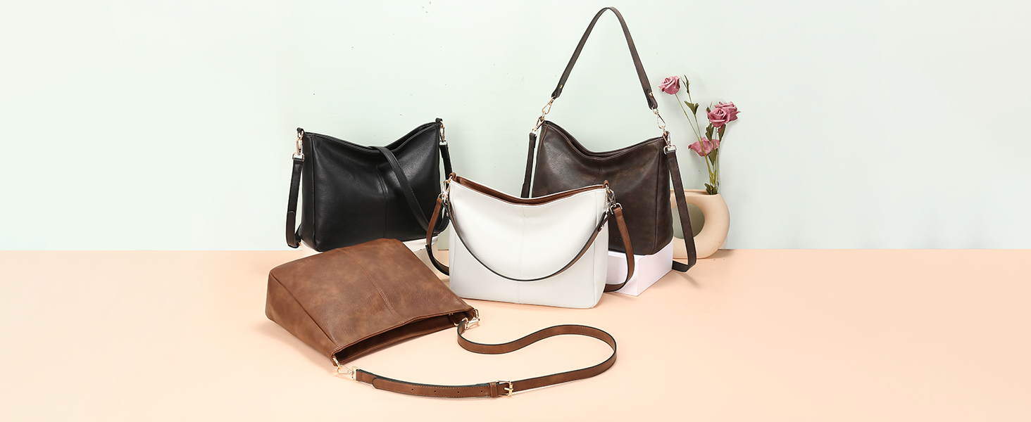 Bolso Hobo de cuero suave para mujer miniatura 7