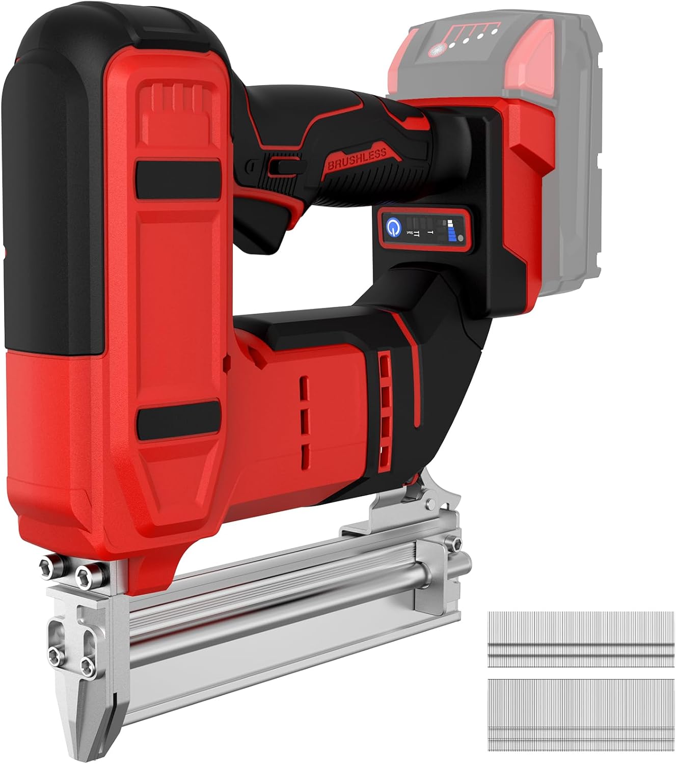 18 Gauge Cordless Brad Nailer & Staple Gun Compatible with Milwau-kee Battery, 2 in 1 Electric Nail Gun Battery Powered with 2000 Nails for Wood Carpentry, DIY & Home Improvement(No Battery)