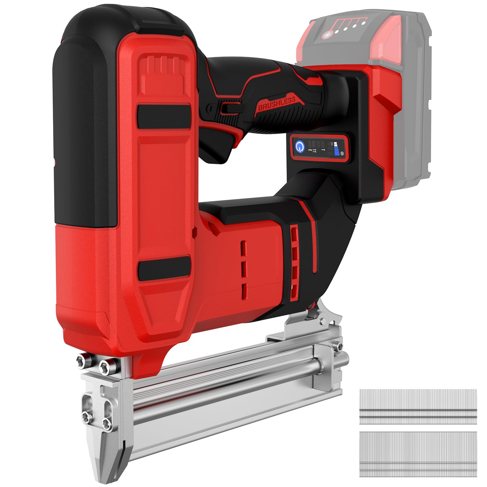 Photo 1 of 18 Gauge Cordless Brad Nailer Compatible with Milwau-kee Battery, 2 in 1 Electric Nail Gun Battery Powered with 2000 Nails for Wood Carpentry, DIY & Home Improvement(Tool Only, No Battery)