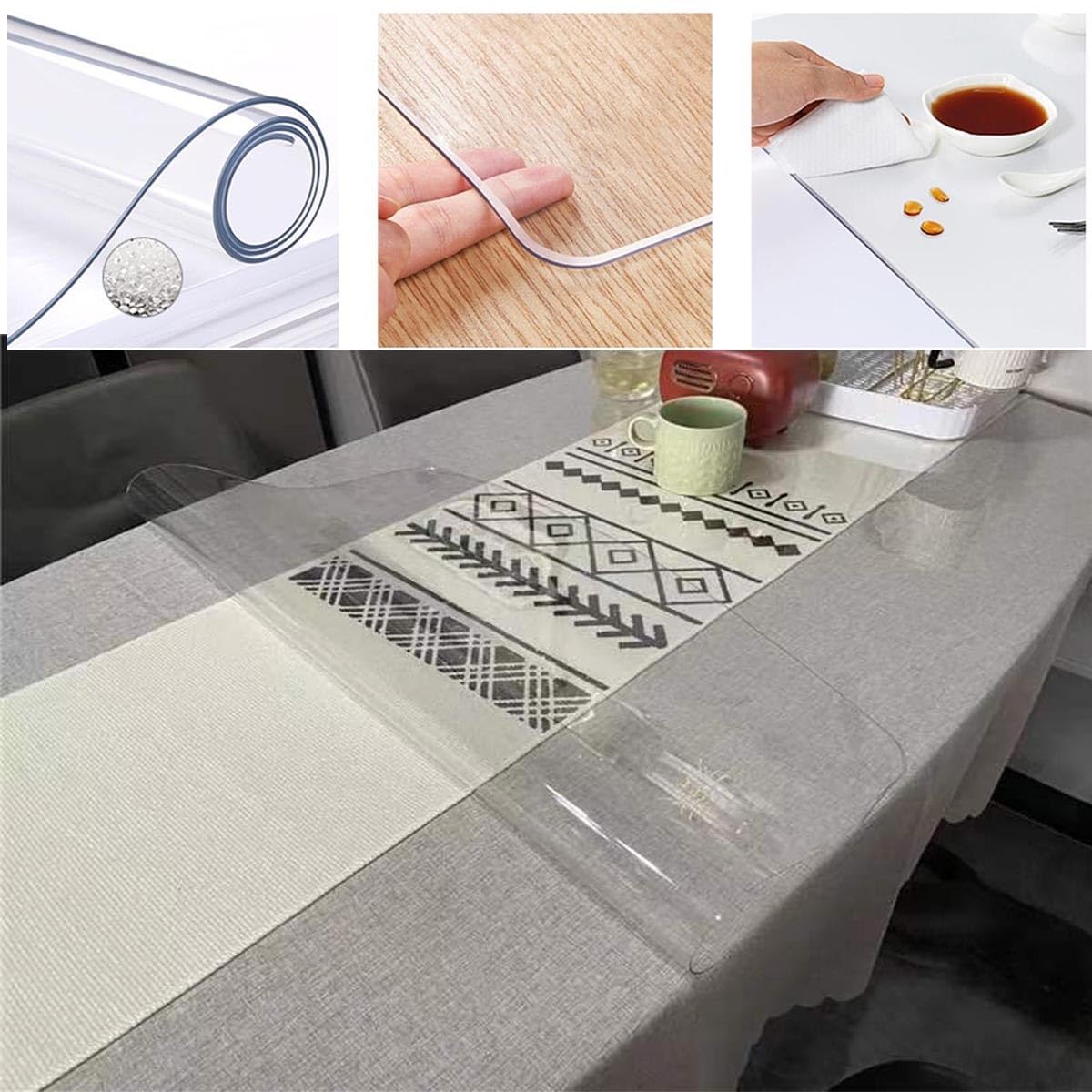 Sous-main En Pvc Film De Protection De Table De Résistante À I'huile Transparent Tapis De Protection Pour Enfants, Adultes, Étudiants(80x150cm)