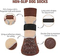 Vista 47 de BEAUTYZOO 6 calcetines para perros para evitar lamer las patas, zapatos antideslizantes para suelos de madera dura en pavimentos calientes, botas