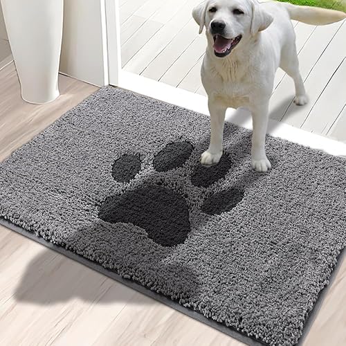 Miniatura 6 de Tapete para puerta de interior, tapete para perros para patas fangosas, súper absorbente, alfombra de entrada de bajo perfil con parte trasera