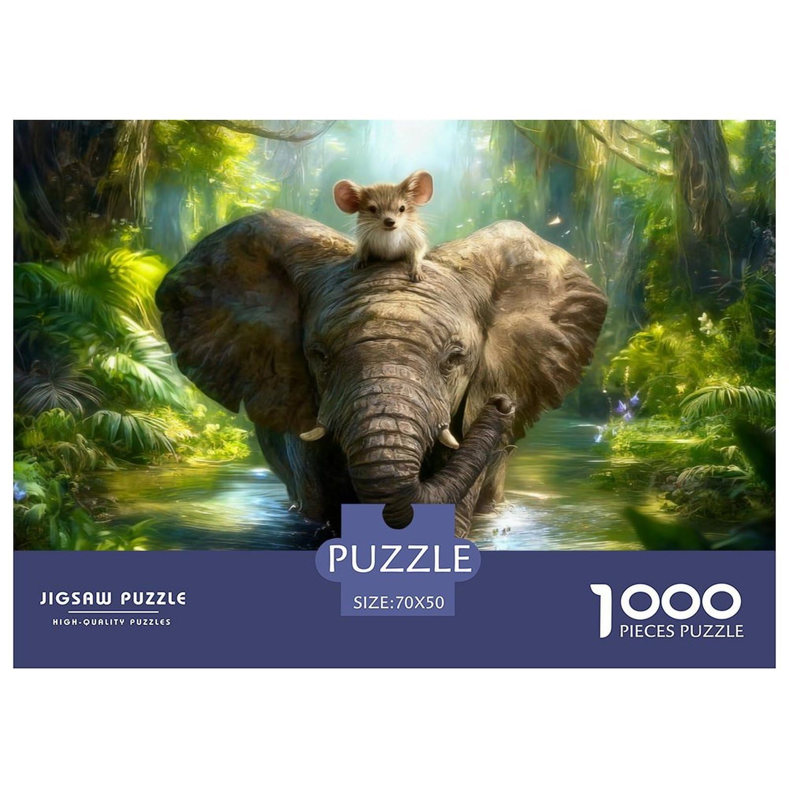 African Elephant 1000 Pieces Jigsaws for Adults Wildlife Impossible Birthday Gifts for Women And Man Challenge High Difficulty 70x50cm/1000pcs — image 1