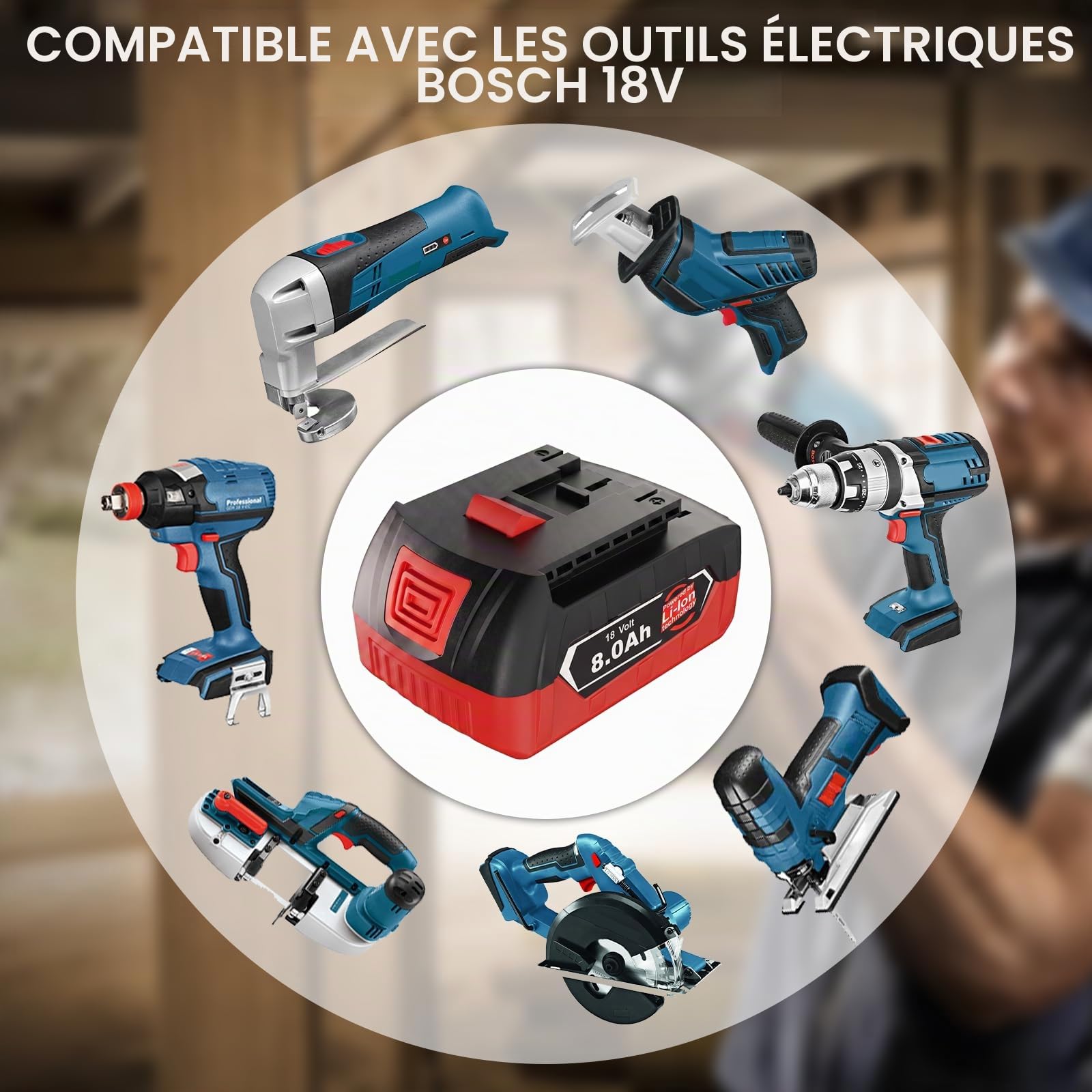2 X 8000mAh Compatible avec Bosch Professional 18V Système GBA Batterie