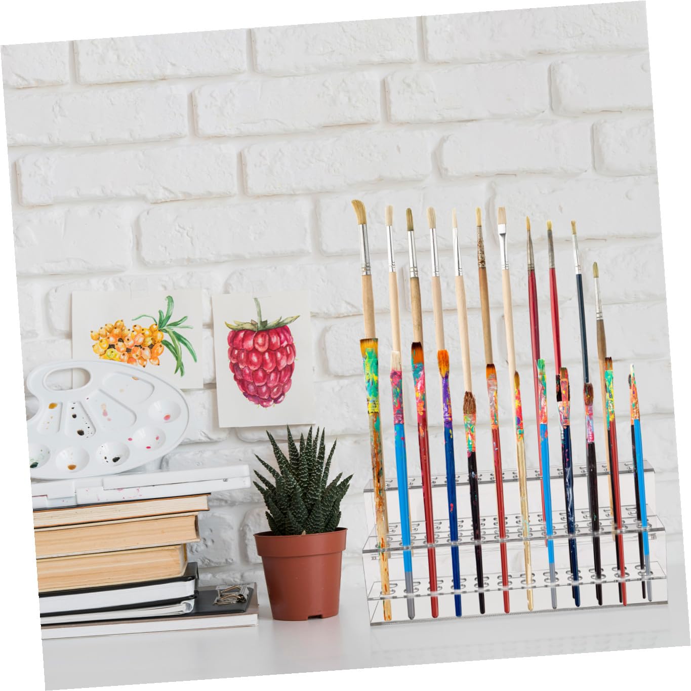 BESTOYARD Espositore Penne in Plastico Design Multi-slot e Struttura Solida, Porta Penne e Pennelli Grande Capacità per Scrivania e Organizzazione Articoli da Ufficio