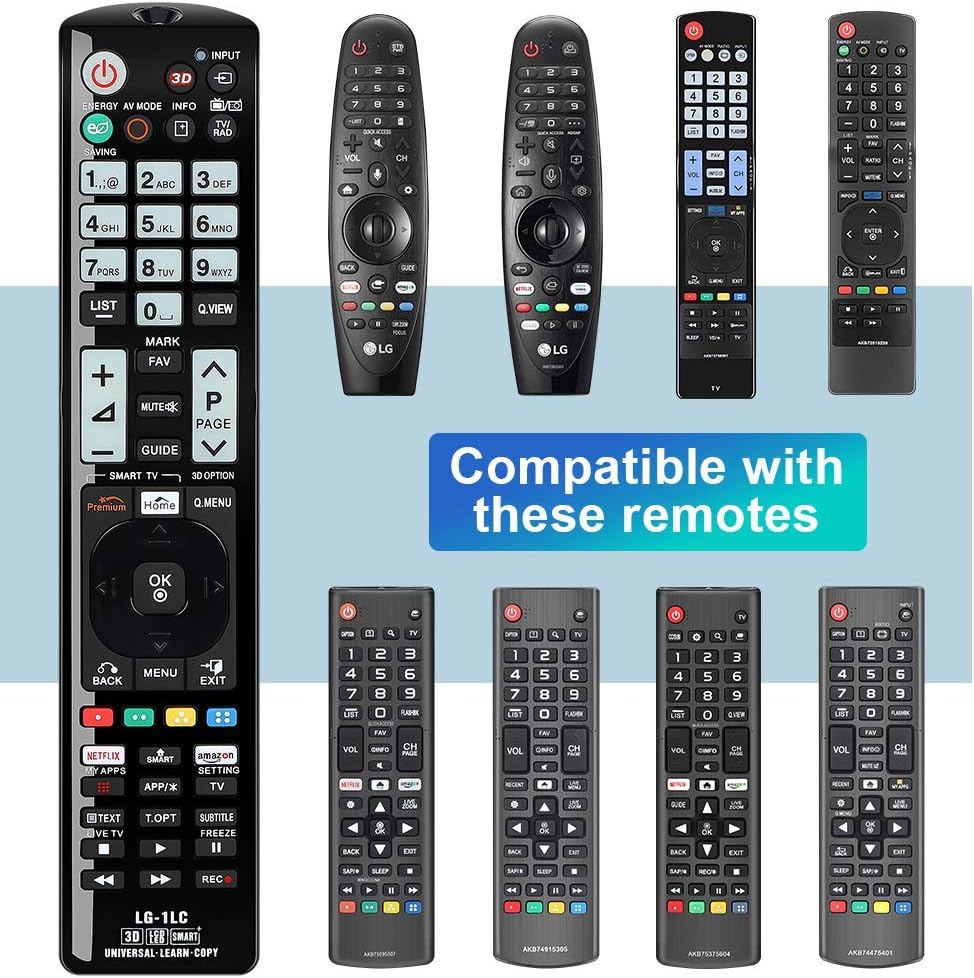 Gvirtue Universal Remote Control LG-1LC Compatible Replacement for LG TV/ 3DTV/ HD/Smart/LCD/LED/Netflix/Amazon AKB74915304 AKB74475401 AKB72915239 AKB72915238