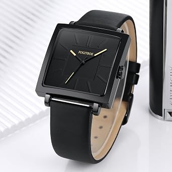 Minimalist Square Women's Watches, Waterproof Women's Leather Watch, Analog Women's Wristwatches Quartz Women's Watches Thin Watch for Small Wristwatches