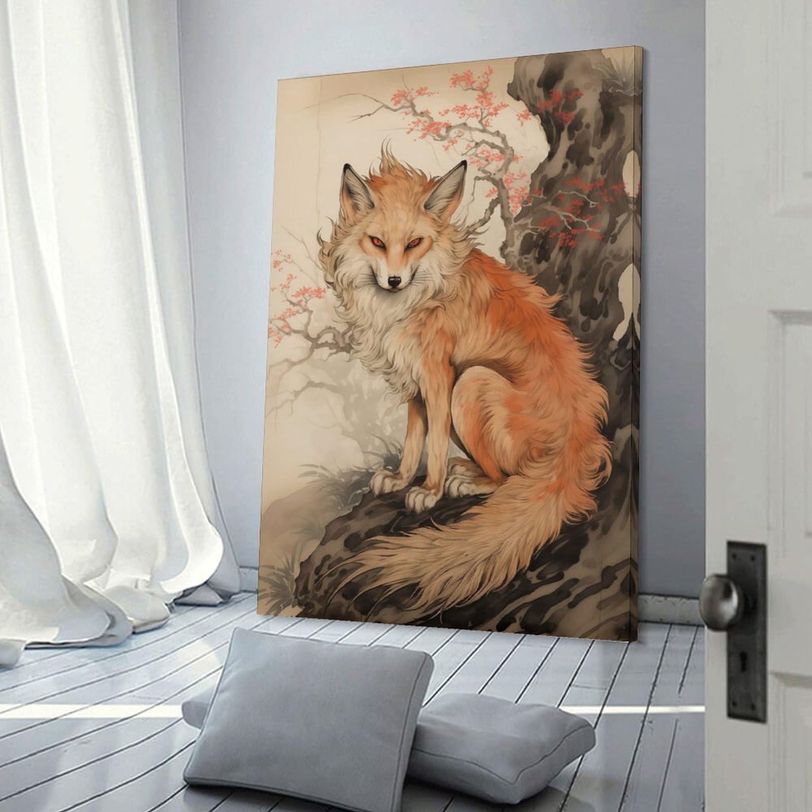 Junmoney Japan Fox Canvas Wall Picture 16x24inch(40x60cm), for Contemporary Homes, Apartments Or Offices, Wall Decor with Flexible Room Appeal