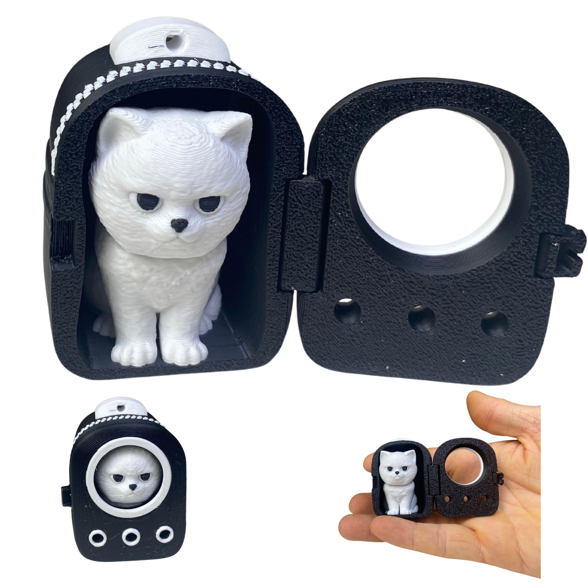 Figurine féline avec sac à dos miniature imprimé en 3D