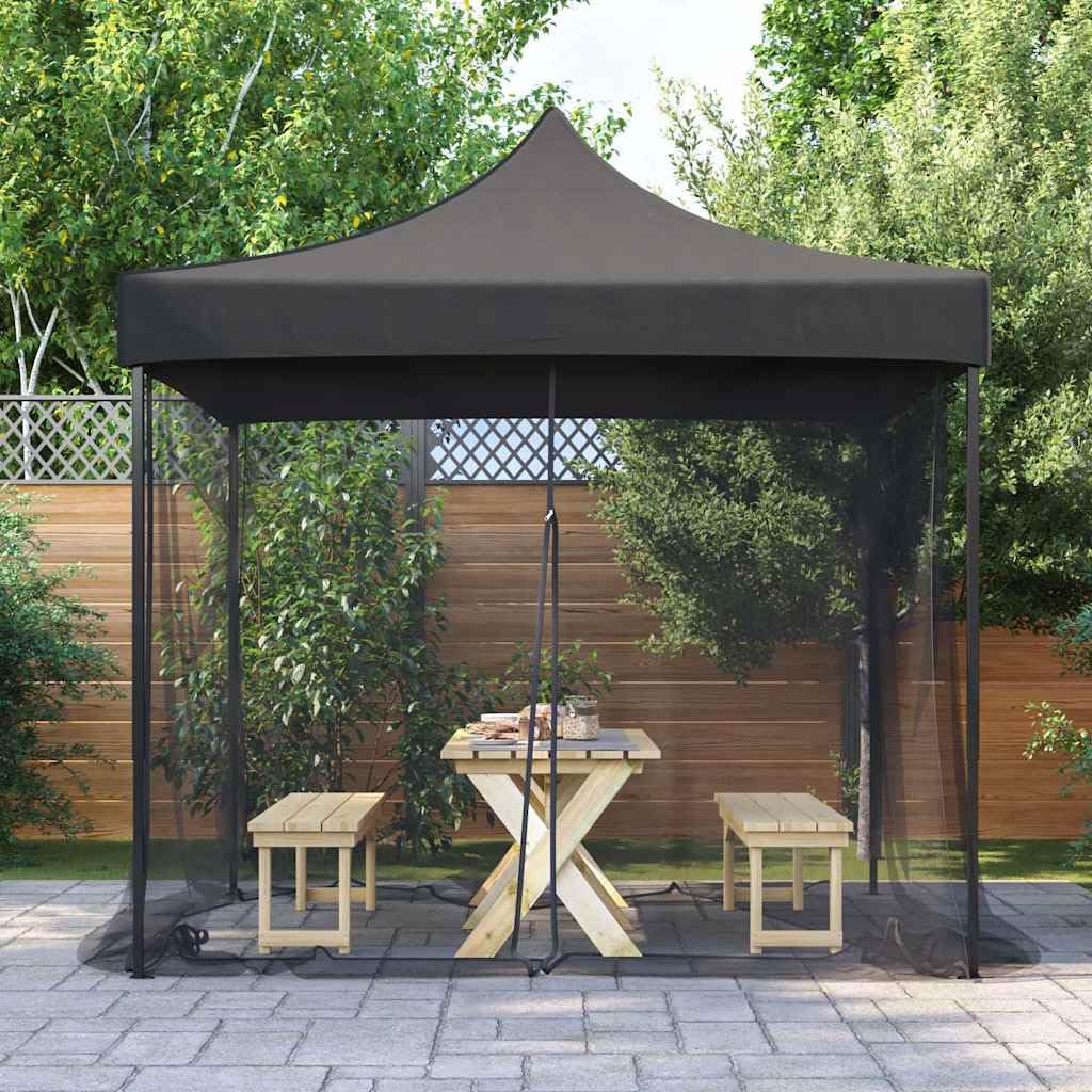 Zanzariera per gazebo, 300 x 300 x 200 cm, zanzariera con cerniera, nera, rete in poliestere per gazebo da giardino