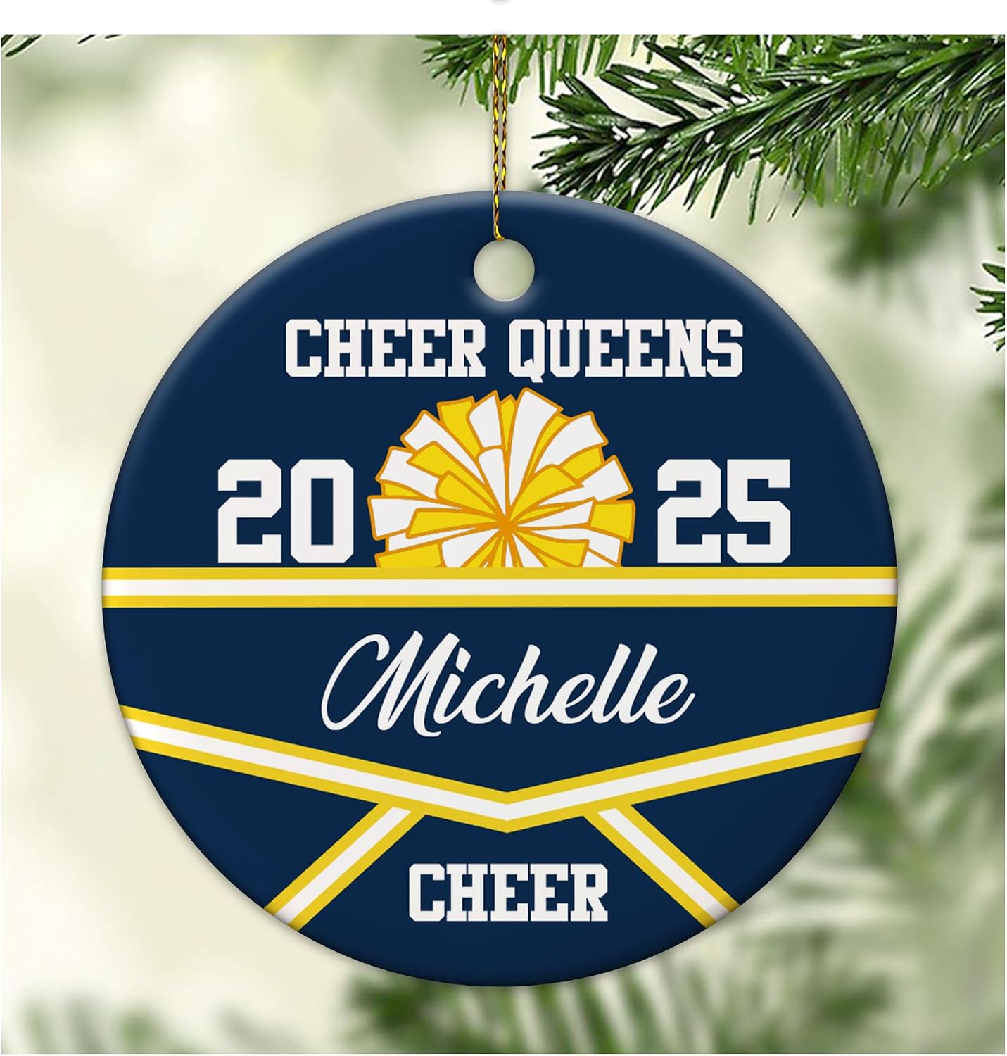 Hyturtle Personalized Cheerleader Glass Ornament - Cheer Ornament Gifts for Cheerleader Girls, Women - Cheerleader Gifts for Teen Girls - Custom Name Cheerleading Ornaments - Cheerleading Gift
