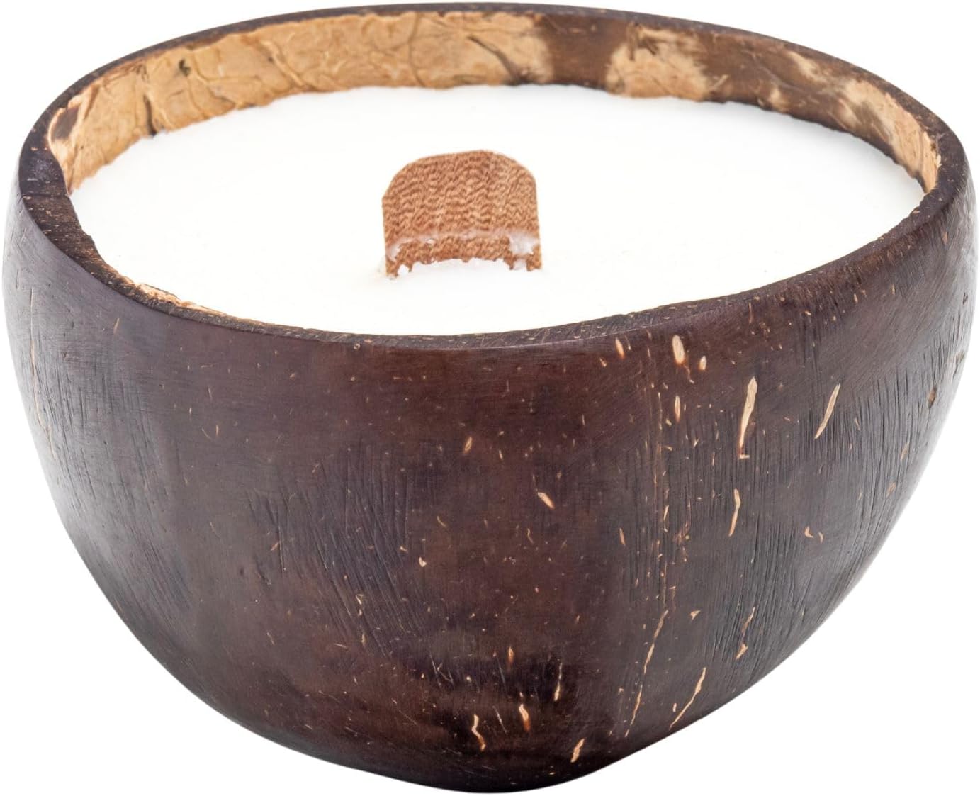 Frezco Vanilla Scented Reclaimed Coconut Shell Candle | 100% Natural Soy Wax with Wooden Wick | Spa Ocean Beach Decor | 1 Pack