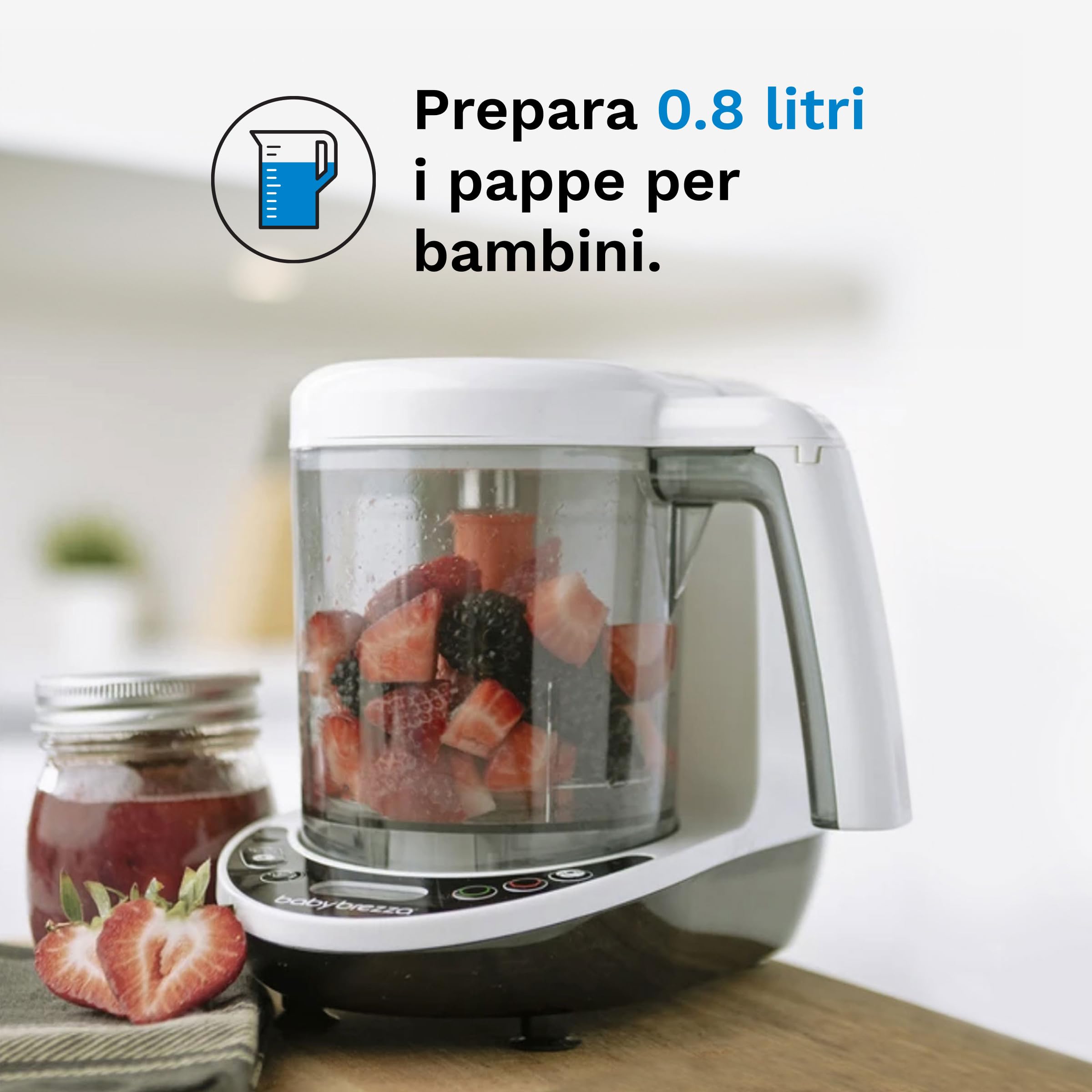 Baby Brezza Food Maker Deluxe Bianco Cuocipappa Omogeneizzatore Neonati Vapore Frullatore Pappe Spegnimento Automatico Lavabili Lavastoviglie 3 Sacchetti