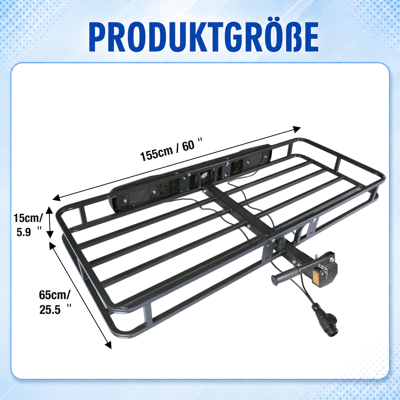 Heckträger für Anhängerkupplung 152x61x15cm mit das Rücklicht,Wildträger Heckträger mit Montagekupplung,Suitable for Tow Hitch (Anhängerkupplung),Einsetzbar in ATV, PKW, SUV.Hoflader
