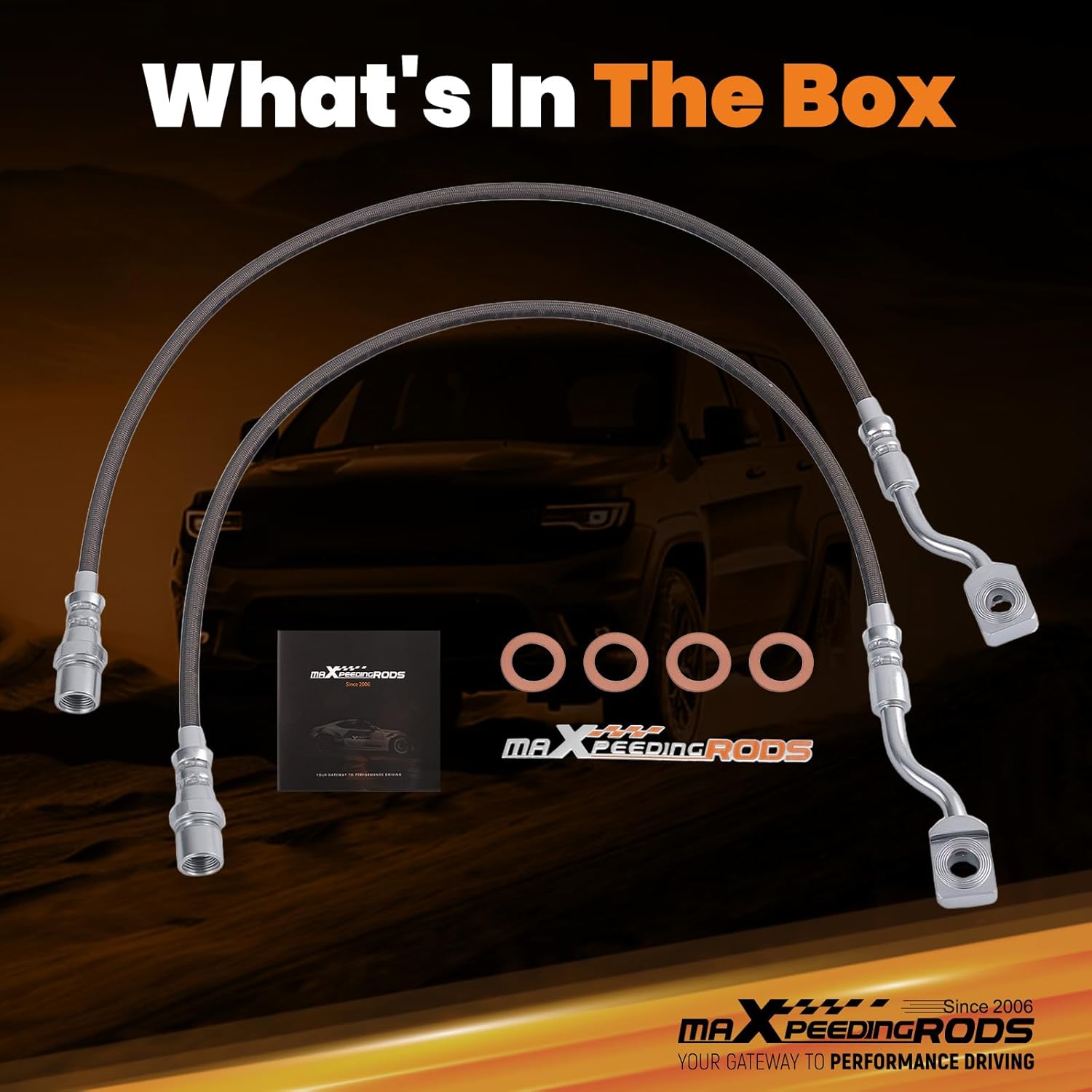 maXpeedingrods Front Extended Brake Lines for Chevy Silverado/GMC 1500 2007-2018, 2500HD/3500HD 2011-2019, for Suburban/Tahoe/Yukon XL, Stainless Steel - 5-7.5" Lift, DOT Approved