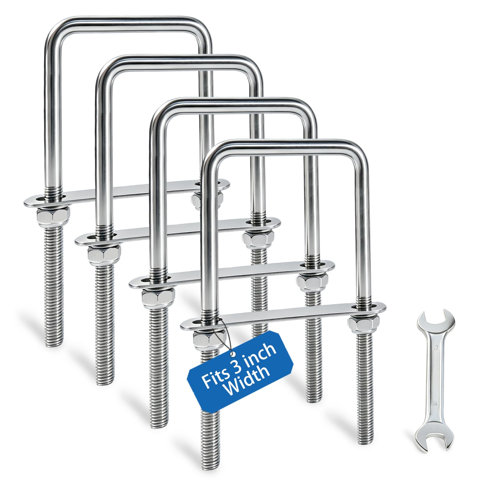 M10 Stainless Steel U-Bolts - 4 Sets -8