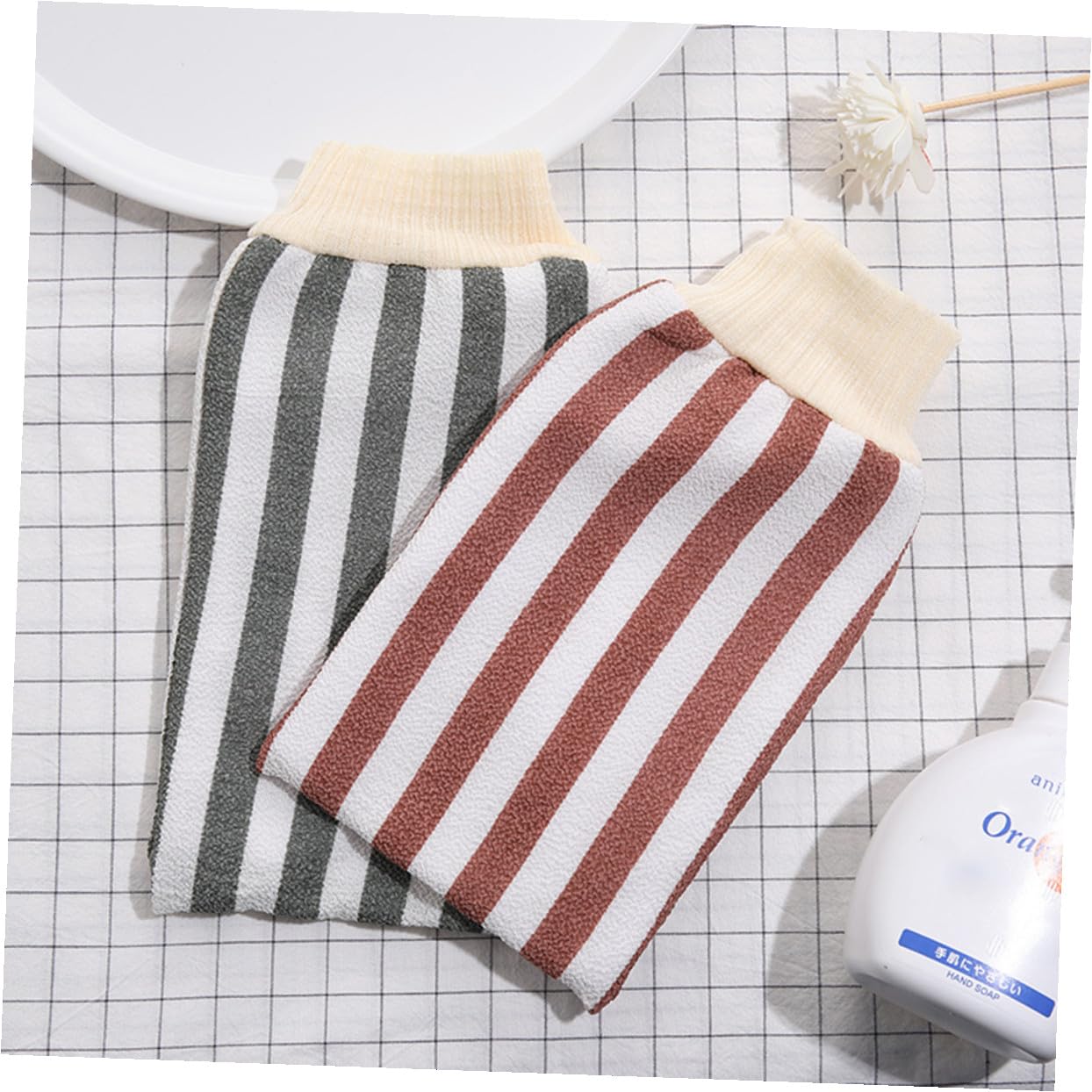 minkissy 9 piezas de cuidado de la piel exfoliante calentador de brazos guantes de horno de cocina guante de mano lufa exfoliación guante de limpieza guante de lufa guantes de guantes de fregado