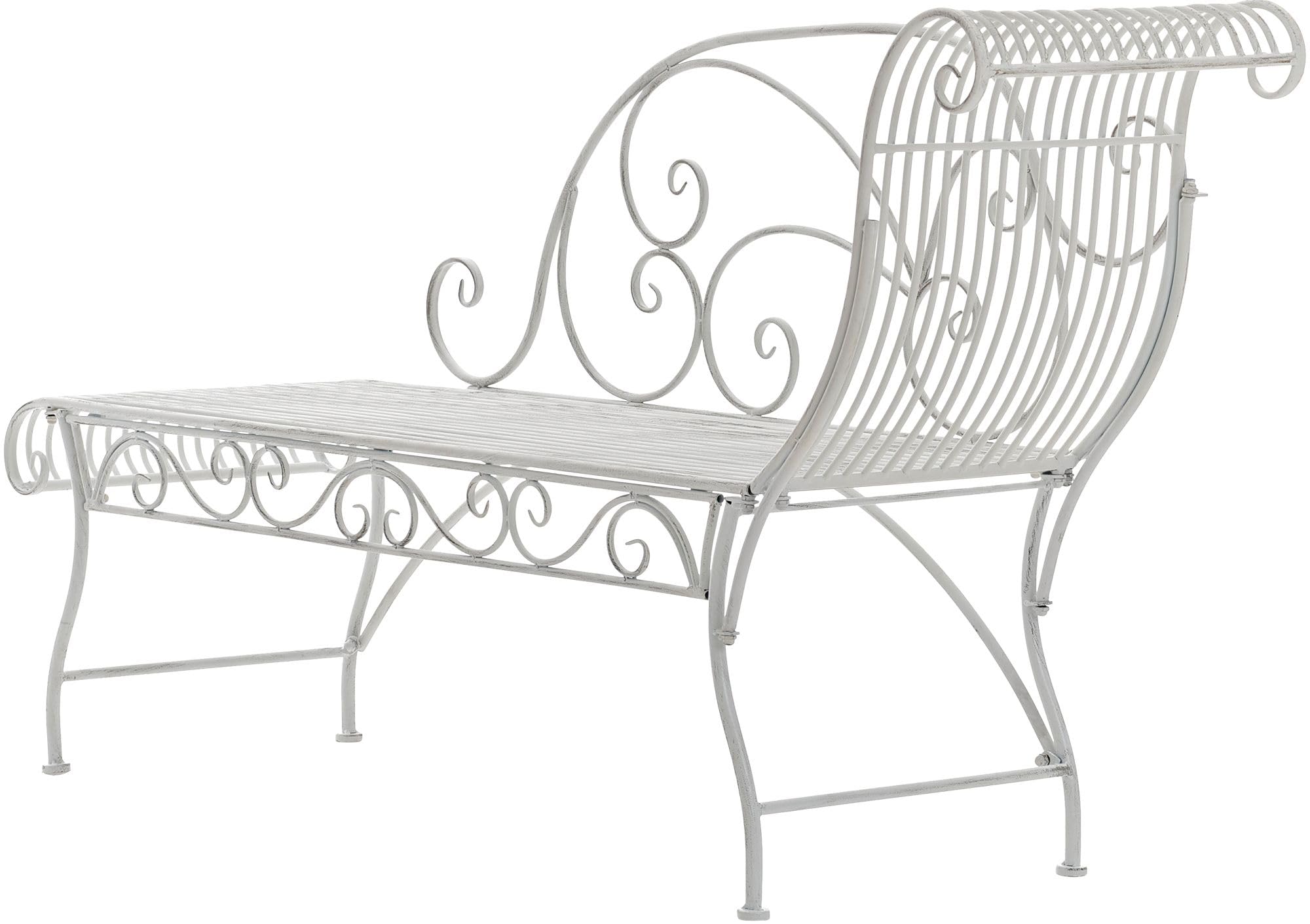 CLP Banc de Jardin Karma Style Art Nouveau avec Ornements, Chaise Longue extérieure capacité 160 kg Couleur Blanc Antique