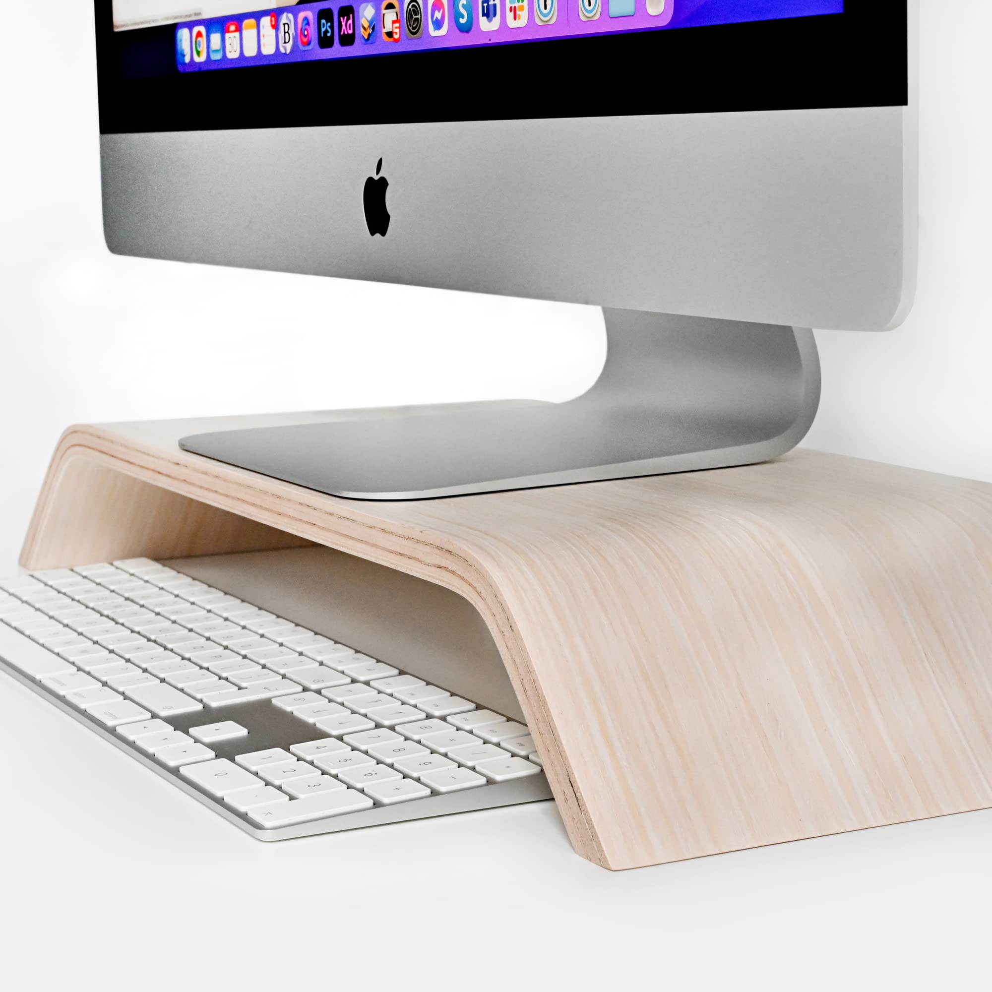 Robuster TV-Ständer aus Holz, Tragbarer Büro Laptop Ständer, Tablet Ständer, Erhöhter Computerständer im Minimalistischen Skandinavischen Stil, Monitorständer (Natur Holz)