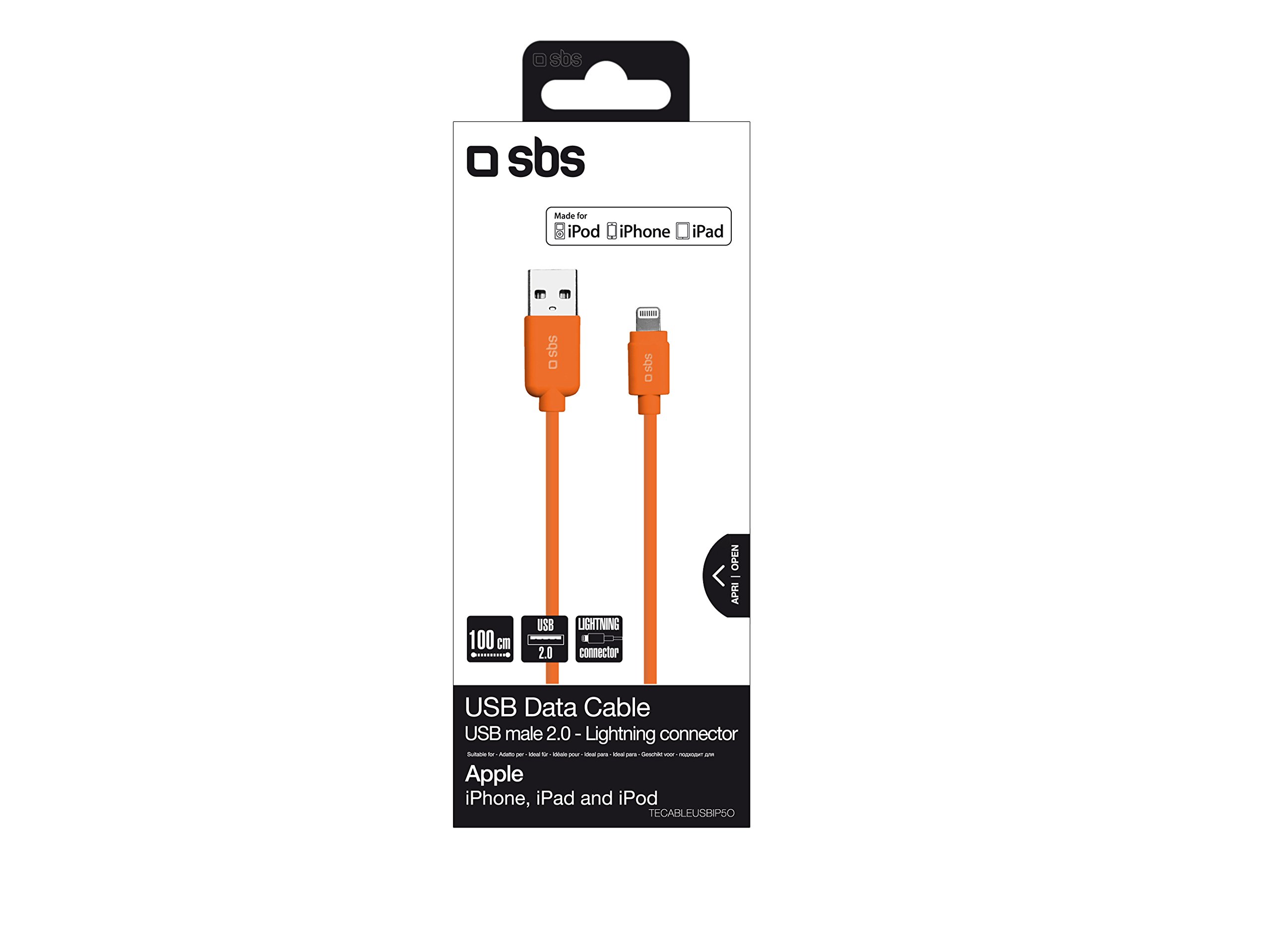 SBS Cavo USB A IPhone 1 Metro, Per Ricarica E Sincronizzazione Dati, Compatibile Con IPhone, Bianco
